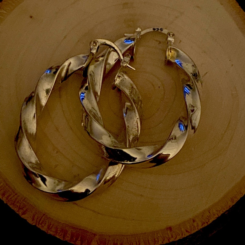 JTV silver braided hoop earrings